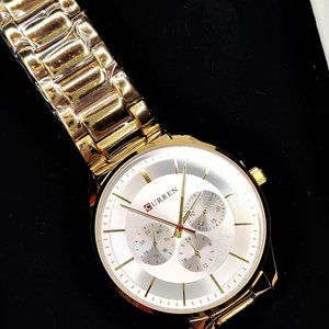 NWT CURREN MENS GOLDTONE WATCH